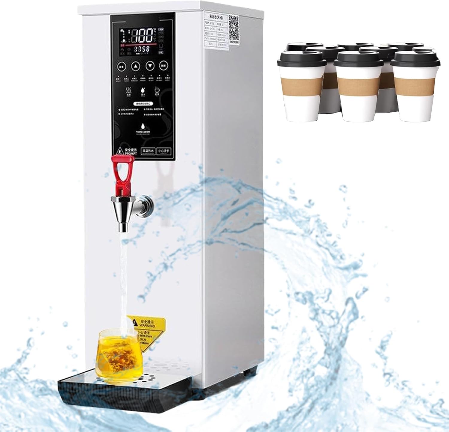Hot Water Dispenser Countertop 25L, 3000W Water Boiler for Hot Drinks, LCD Touch Screen, for Coffee Tea Restaurant Office,White