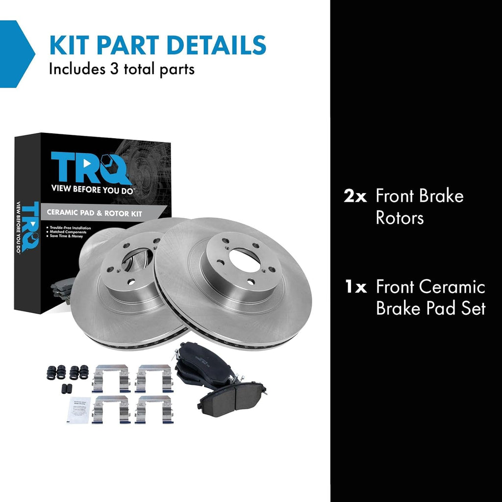 TRQ Front Brake Pad and Rotor Set Ceramic Compatible with 2014-2018 Subaru Forester 2011-2014 Impreza 2013-2014 Outback 2013-2017 XV Crosstrek 2013-2016 BRZ 2013-2016 Scion FR-S 2017-2019 Toyota 86