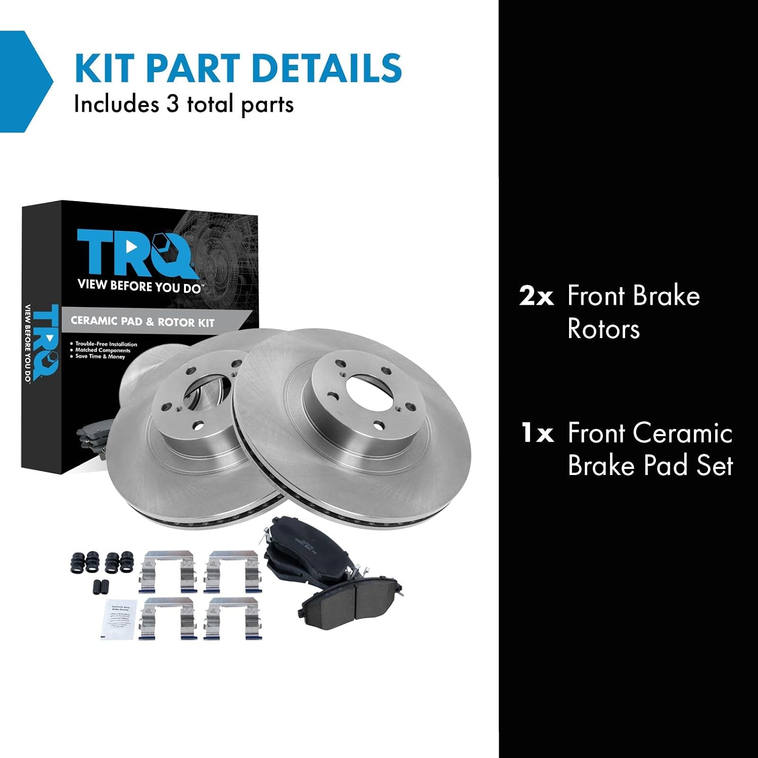 TRQ Front Brake Pad and Rotor Set Ceramic Compatible with 2014-2018 Subaru Forester 2011-2014 Impreza 2013-2014 Outback 2013-2017 XV Crosstrek 2013-2016 BRZ 2013-2016 Scion FR-S 2017-2019 Toyota 86
