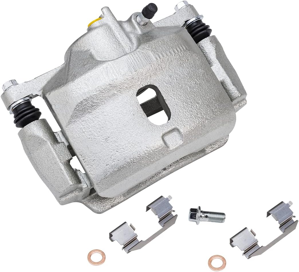 Detroit Axle - 5pc Front Drilled Rotors Brake Pads Left Caliper Replacement for 1996-2005 Honda Civic 2010-2014 Insight 1997-2000 Acura EL: 10.32'' inch Rotor