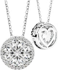 Moissanite Necklace for Women S925 Sterling Silver Jewelry Solitaire Halo Pendant Lab Created Gem for Her Gift for Mothers Day Wedding Anniversary Birthday - to My Wife Daughter Mom Grandma Girlfriend