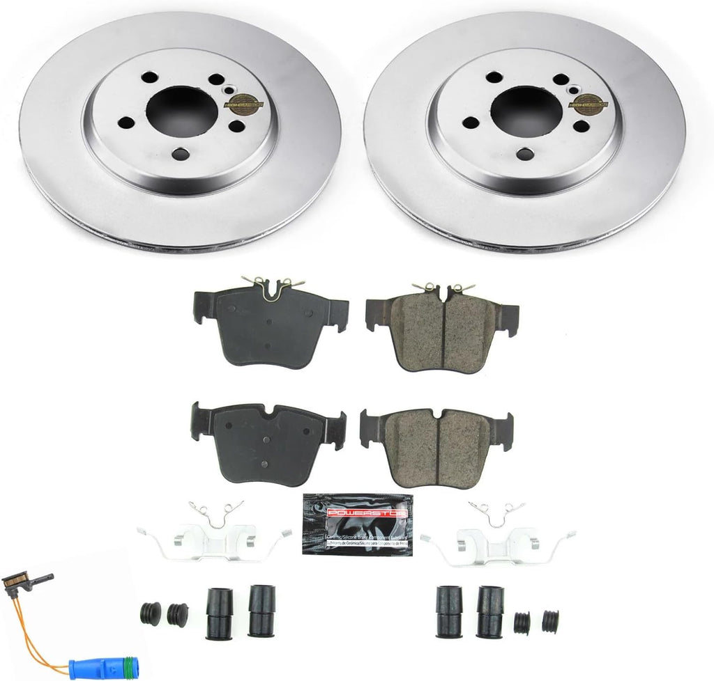 PowerStop Rear Brake Kit for Mercedes-Benz C43 AMG 2017-23 |C450 AMG 2016 |GLC300 2016-22 |GLC350e 2018-20 - Fully-Coated Disc Rotors with Z23 Carbon-Fiber Ceramic Brake Pads Upgrade, CRK7990