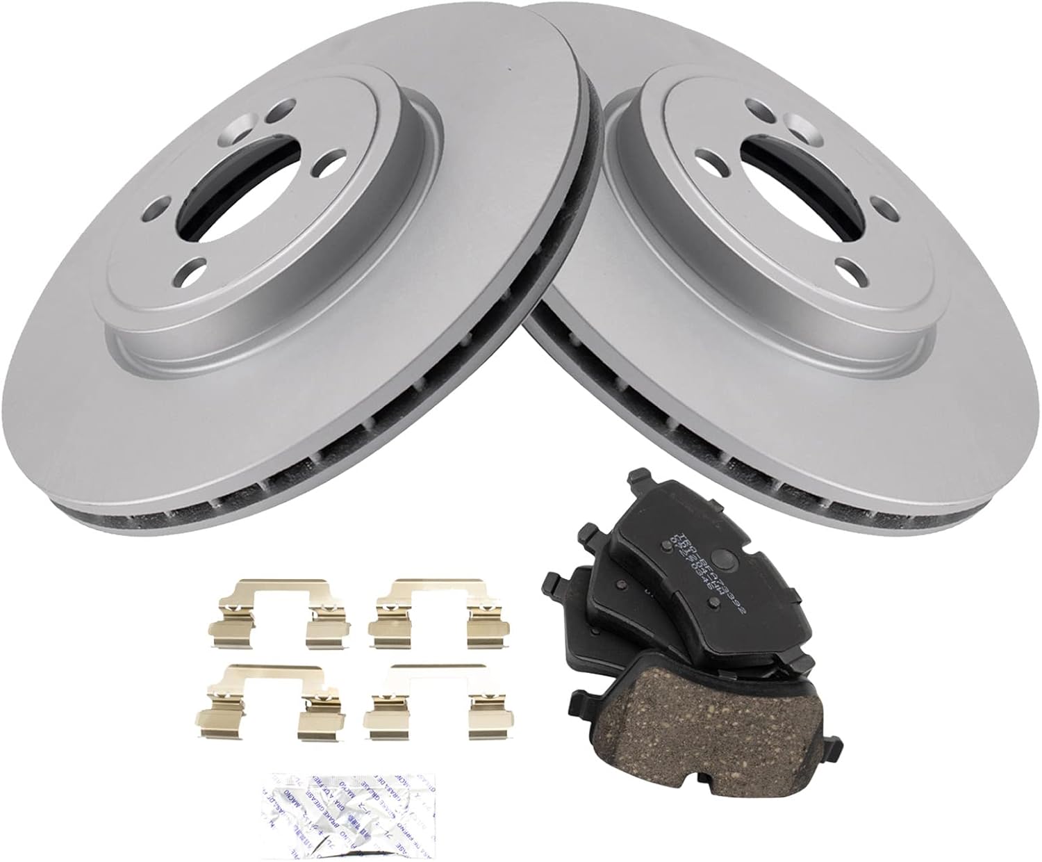 TRQ Front Brake Pad and Rotor Set Ceramic G Coated Vented Rotors Compatible with 2007-2015 Mini Cooper