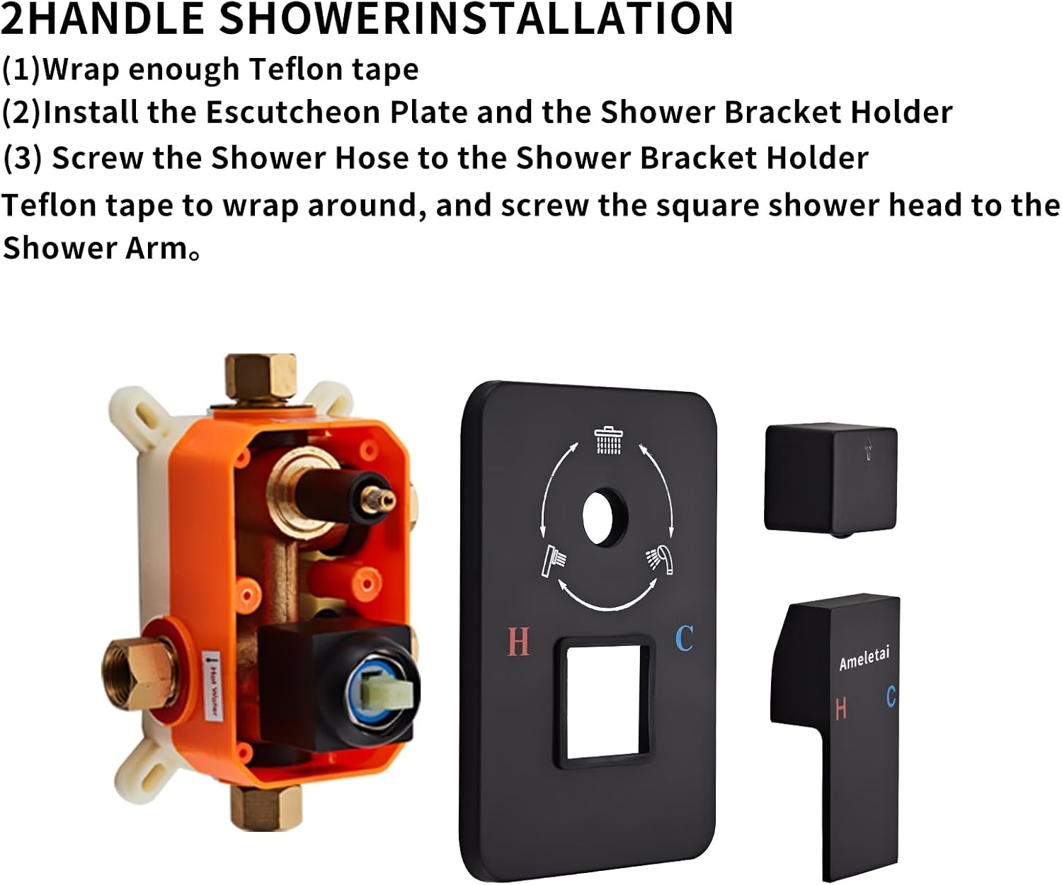 10' Matte Black Shower Faucet Set – Square Rainfall Showerhead + Handheld & Waterfall Spout, Wall-Mounted, Anti‑Clog Silicone – Modern Bathroom Hardware