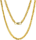 JEWELHEART 10K and 14K Gold Square Wheat Chain 1.5mm 1.7mm 2.2mm 2.6mm 3.2mm 3.9mm 4.5mm Yellow Real Gold Chains Diamond Cut Braided Franco Chain Necklace For Women with Lobster Clasp 16' 18' 20' 22' 24'