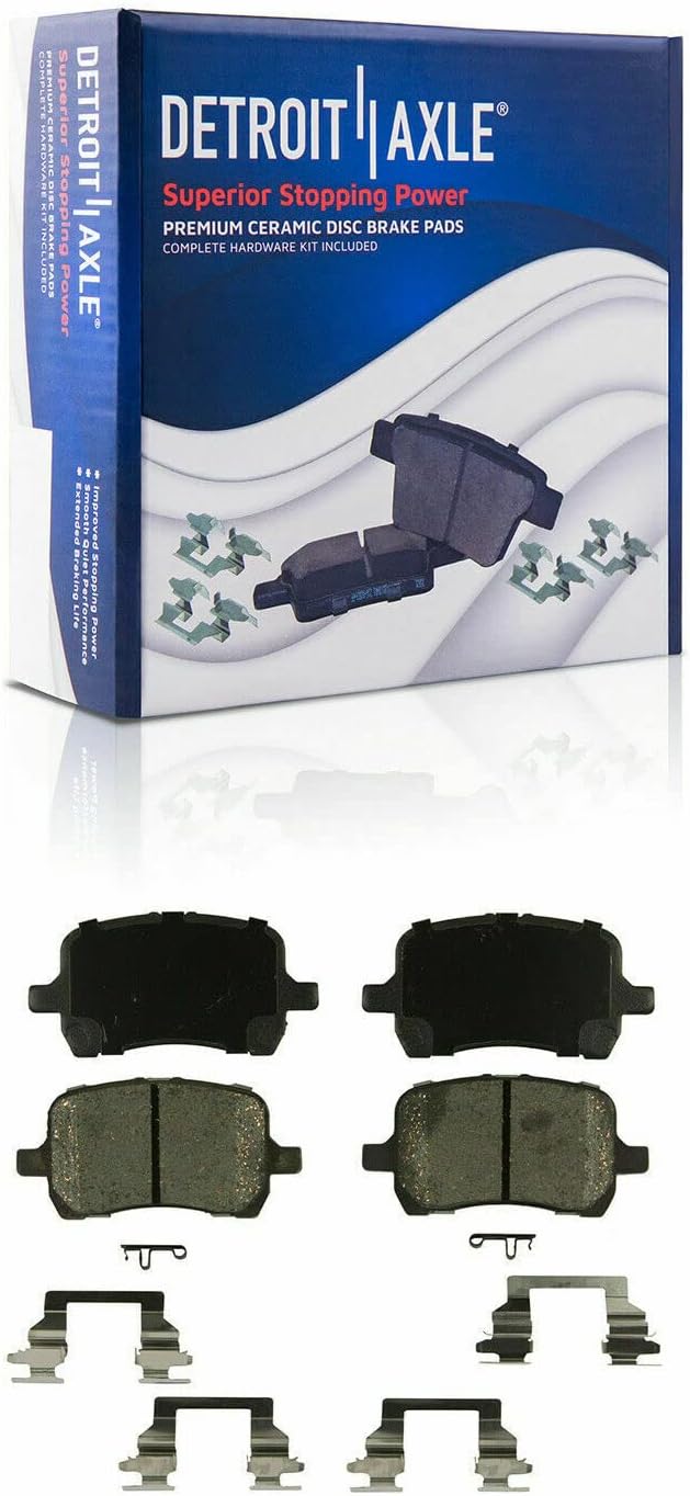 Detroit Axle - Brake Kit for Chevy Malibu Pontiac G6 Saturn Aura, 11.65'' inch Front & 10.63'' inch Rear Drilled Brake Rotors Ceramic Brake Pads Wheel Bearing Hubs Wheel Lug Nuts Replacement