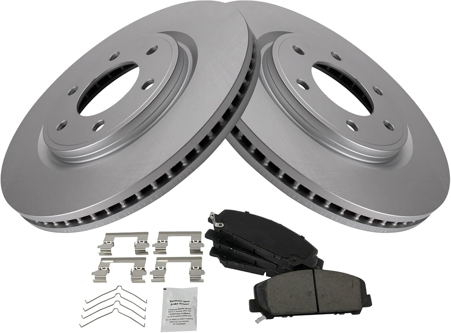 TRQ Front Ceramic Brake Pad and Rotor Set Coated Rotors Compatible with 11-13 Infiniti QX56 14-21 Infiniti QX80 12-15 Nissan Armada 17-21 Nissan Armada 11-15 Titan 17-21 Titan