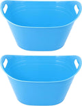 2 Pcs Large Ice Buckets, 16.9 In X 9.4 In, Blue, Pp Plastic For Party, Drink Chiller, Bbq, Picnic, Bar, Portable