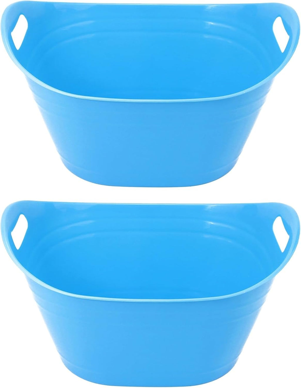 2 Pcs Blue Ice Buckets For Parties, 16.9 X 9.4 In, Pp Plastic Bar Beverage Chiller, Portable, Large Capacity For Bbq Picnics