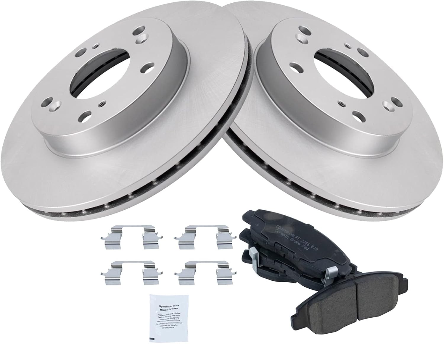 TRQ Front Brake Pad and Rotor Set Ceramic G Coated Vented Rotors Compatible with 2006-2011 Honda Civic