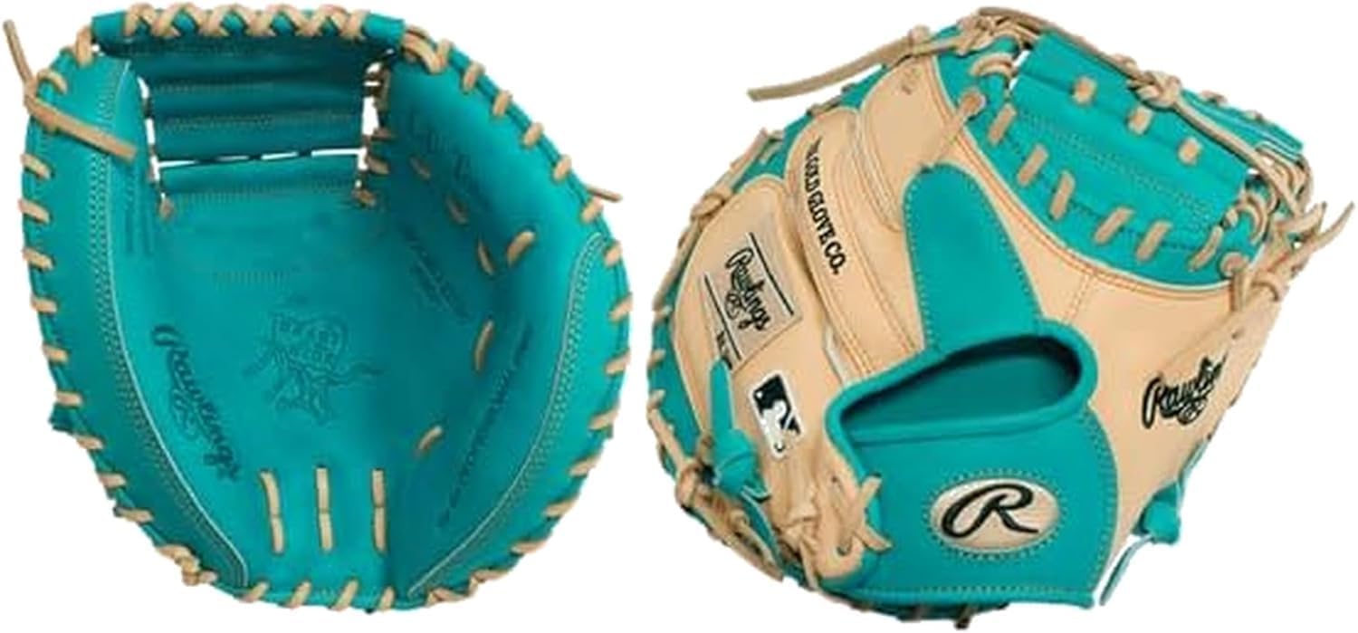 Rawlings Heart of the Hide Speed Shell Baseball Glove – Teal/Blonde – First Base Mitt & Catcher's Mitt – Pro HOH Leather – Lightweight – RHT & LHT Available