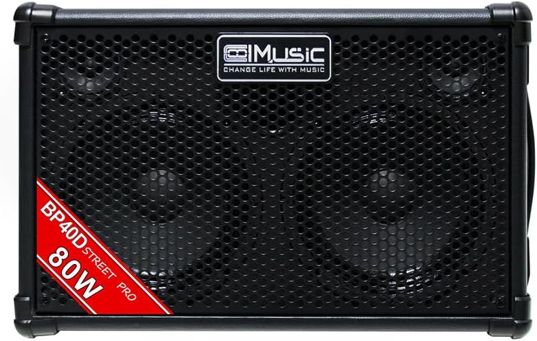 Coolmusic BP40D Powered Acoustic Guitar Amplifier- Portable Bluetooth Speaker 80W W/Battery with Reverb Chorus Delay Effect, 6 Inputs,3 Band EQ, Black