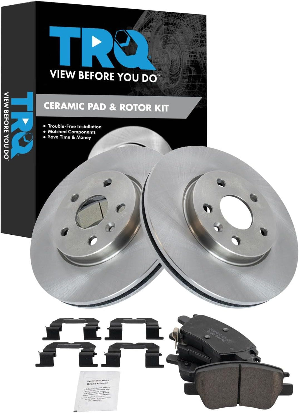 TRQ Front Brake Pad and Rotor Set Ceramic Compatible with 2017-2021 Chevrolet Bolt EV 2016-2019 Cruze 2016-2019 Volt