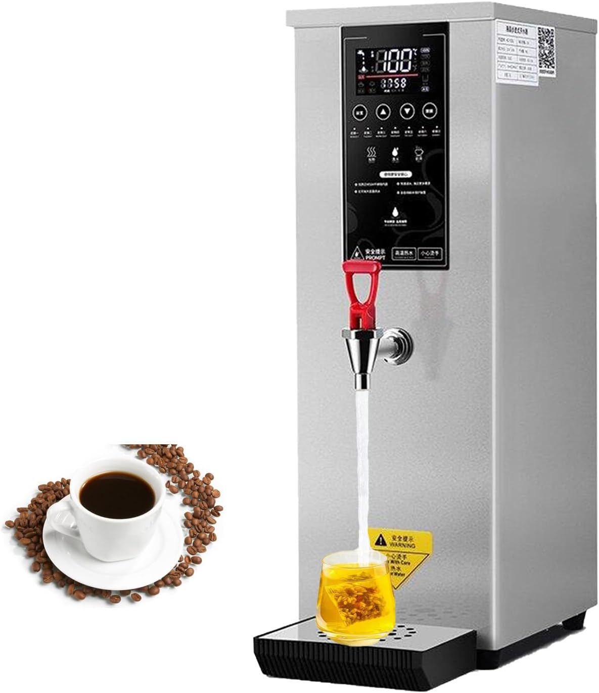 Step-Heating Commercial Hot Water Dispenser, 25L Countertop Hot Water Dispenser Electric Commercial Boiling Water Machine for Tea Coffee Shop Dessert Shop Hotel,Silver