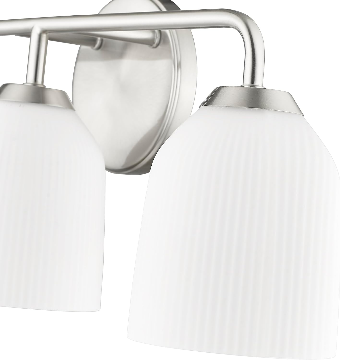 ML Lighting | Norah Collection | 22303-BN | 3 Light Vanity in Brushed Nickel Finish with Opal Ribbed Glass Shade | Versatile Design That adds High-End Texture and Elegance to Your Bathroom