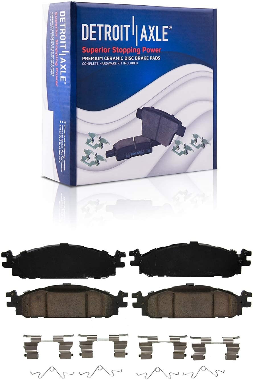 Detroit Axle - Brake Kit for Ford Flex Taurus Lincoln MKS, 12.80'' inch Front and 12.99'' inch Rear Drilled & Slotted Disc Brake Rotors Ceramic Brake Pads Wheel Lug Nuts Replacement