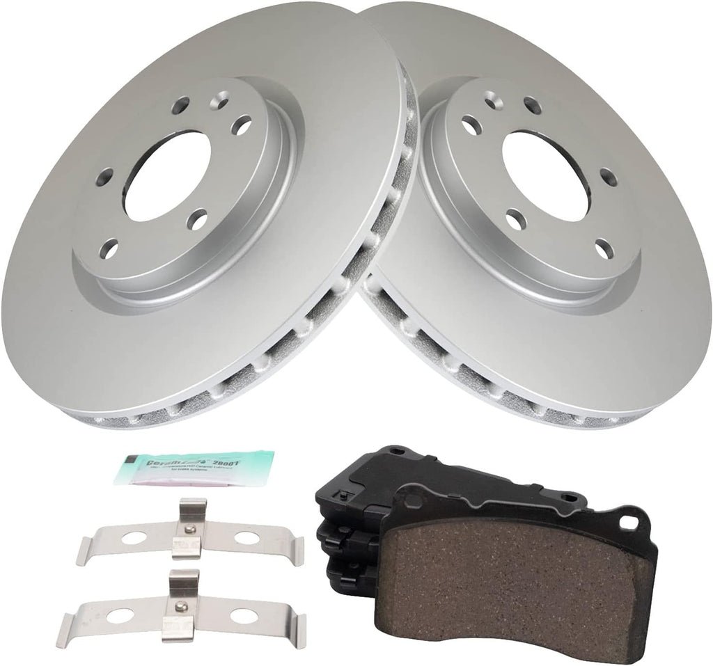 TRQ Front Brake Pad and Rotor Set Ceramic G Coated Rotors Compatible with 2015-2017 Chevrolet Corvette