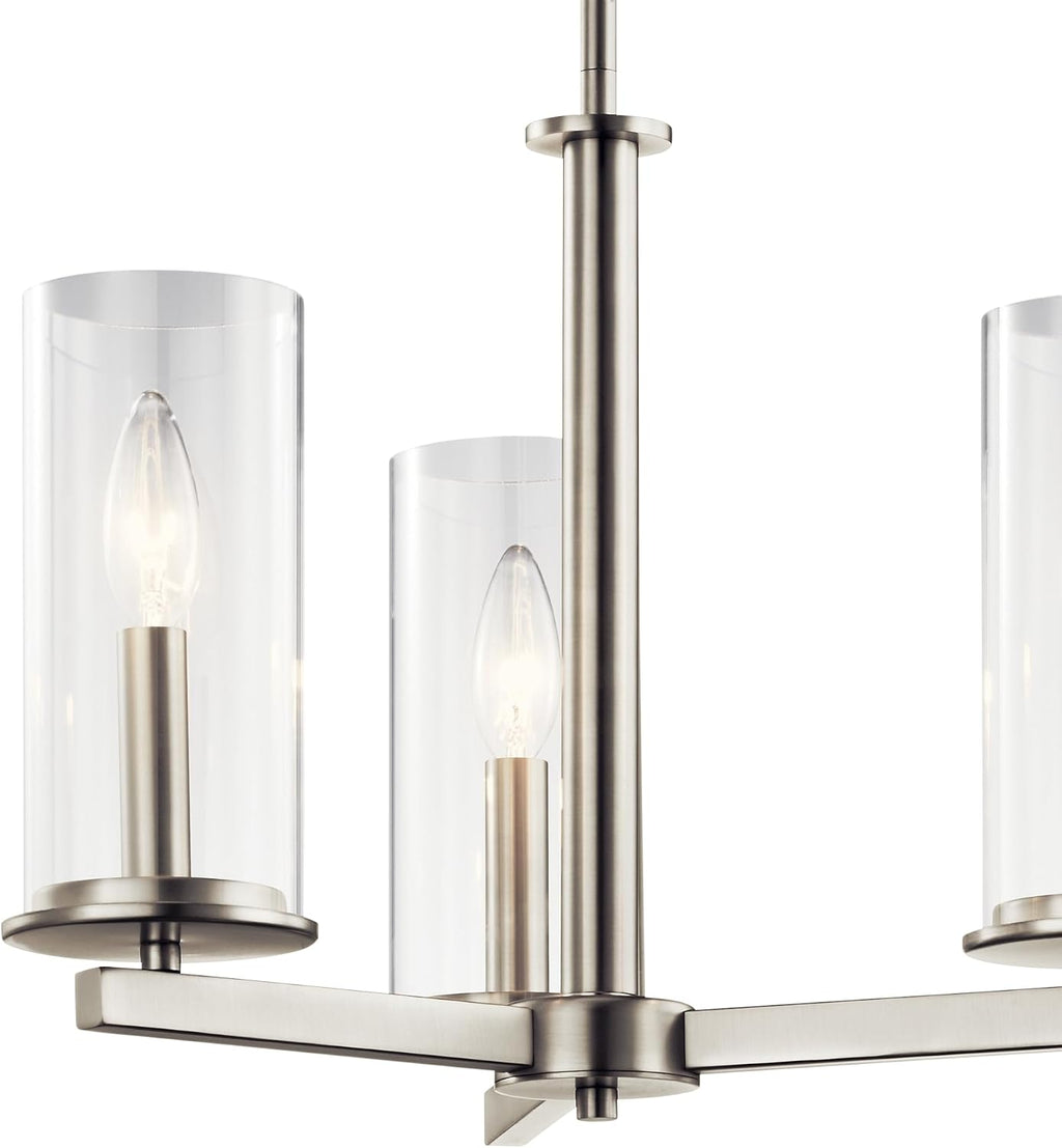 KICHLER Crosby 13.75' 3 Light Convertible Chandelier with Clear Glass Brushed Nickel