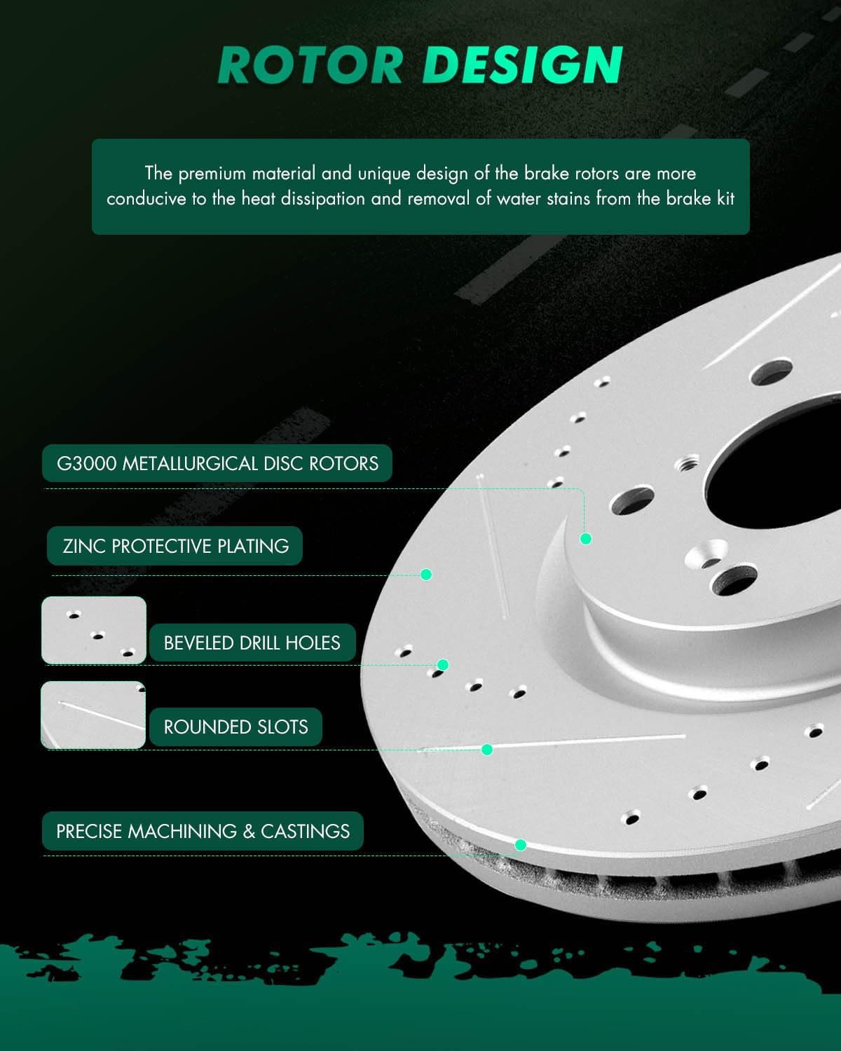 SCITOO - Brake Kits For Honda For Odyssey 2011-2014 Front Drilled Slotted Brake Rotors and Ceramic Brakes Pads Replacement: 31538;D1089-7994
