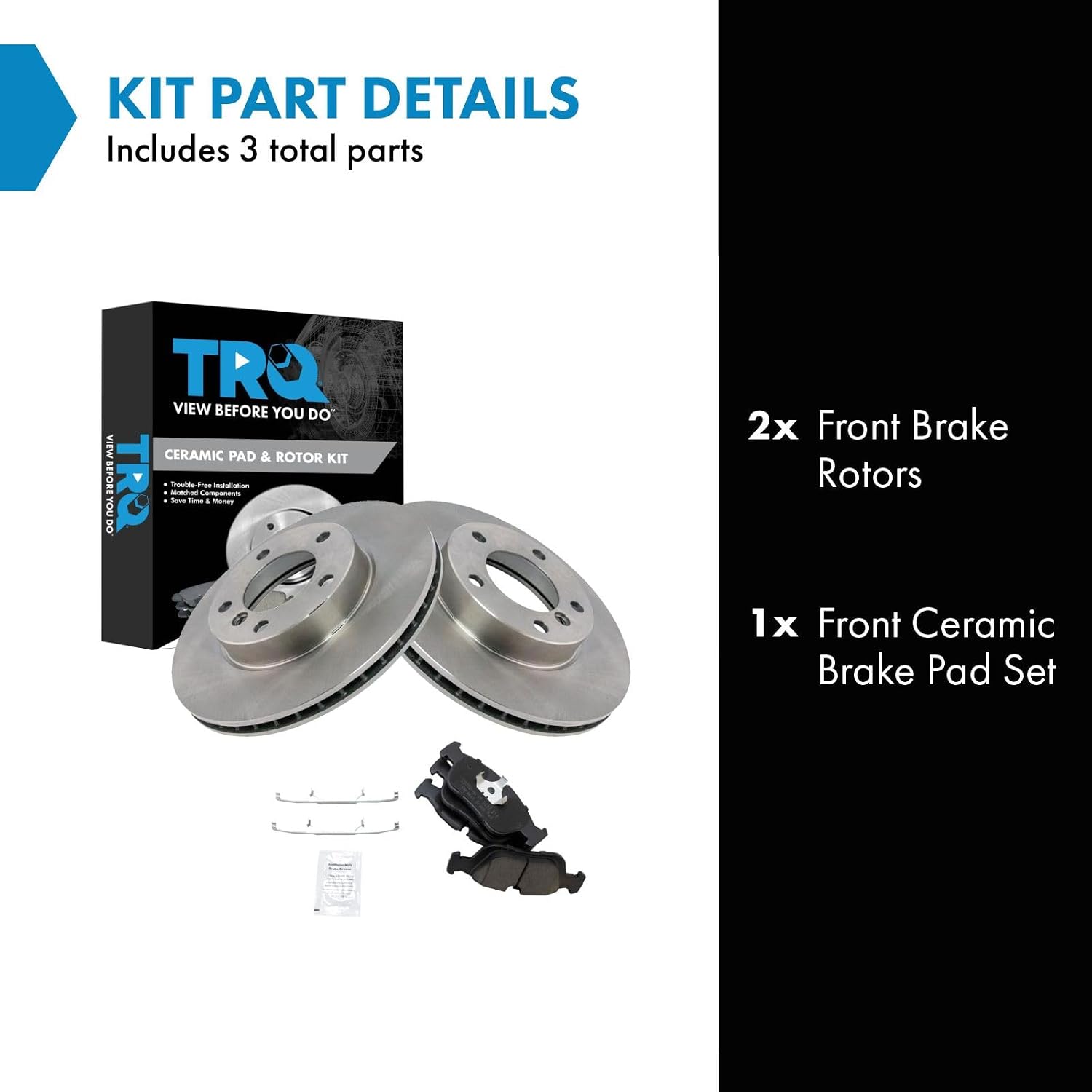 TRQ Front Brake Pad and Rotor Set Ceramic Compatible with 1992-1998 BMW 318i 1993-1997 318is 1992-1995 325i 325is 1996-1998 328i 1996-1999 328is