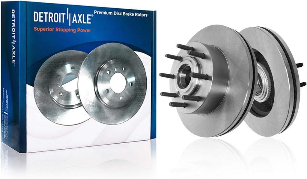 Detroit Axle - 8pc RWD Brake Kit for 2012-2022 Ford F-250 Super Duty 2013-2022 F-350 Super Duty Disc Brake Rotors Ceramic Brakes Pads Replacement : 14.29' inch Front and Rear Rotors
