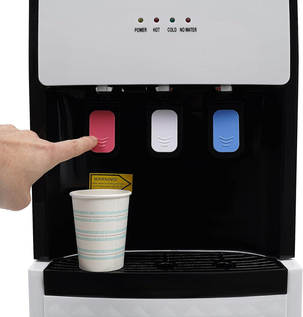 Bottom Loading Water Dispenser, 3 Temperatures - Room, Hot & Cold Water Dispensers for 5 Gallon Bottles, Bottom Load 5 Gallon Water Dispenser for Home, Office, Living Room (White)