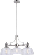 VAXCEL Beloit 3 Light Satin Nickel Farmhouse Chandelier Clear Glass