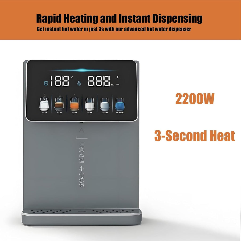 Wall-Mounted Mains Fed Unit Water Dispenser, Automatic Kitchen Cold Despenser with Safety Children's Lock, Hot Water 20L/h, for House Hold/Office(Gray)