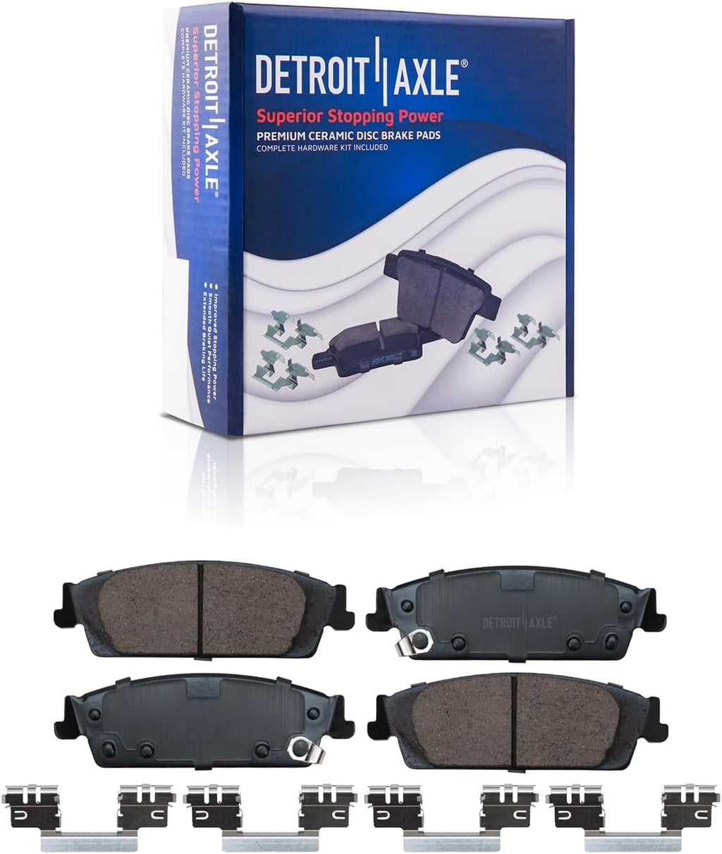 Detroit Axle - Brake Kit for Silverado Sierra 1500 Tahoe Yukon XL Suburban Escalade ESV Drilled and Slotted Brake Rotors Ceramic Brakes Pads Replacement : 12.99' inch Front & 13.58' inch Rear Rotor