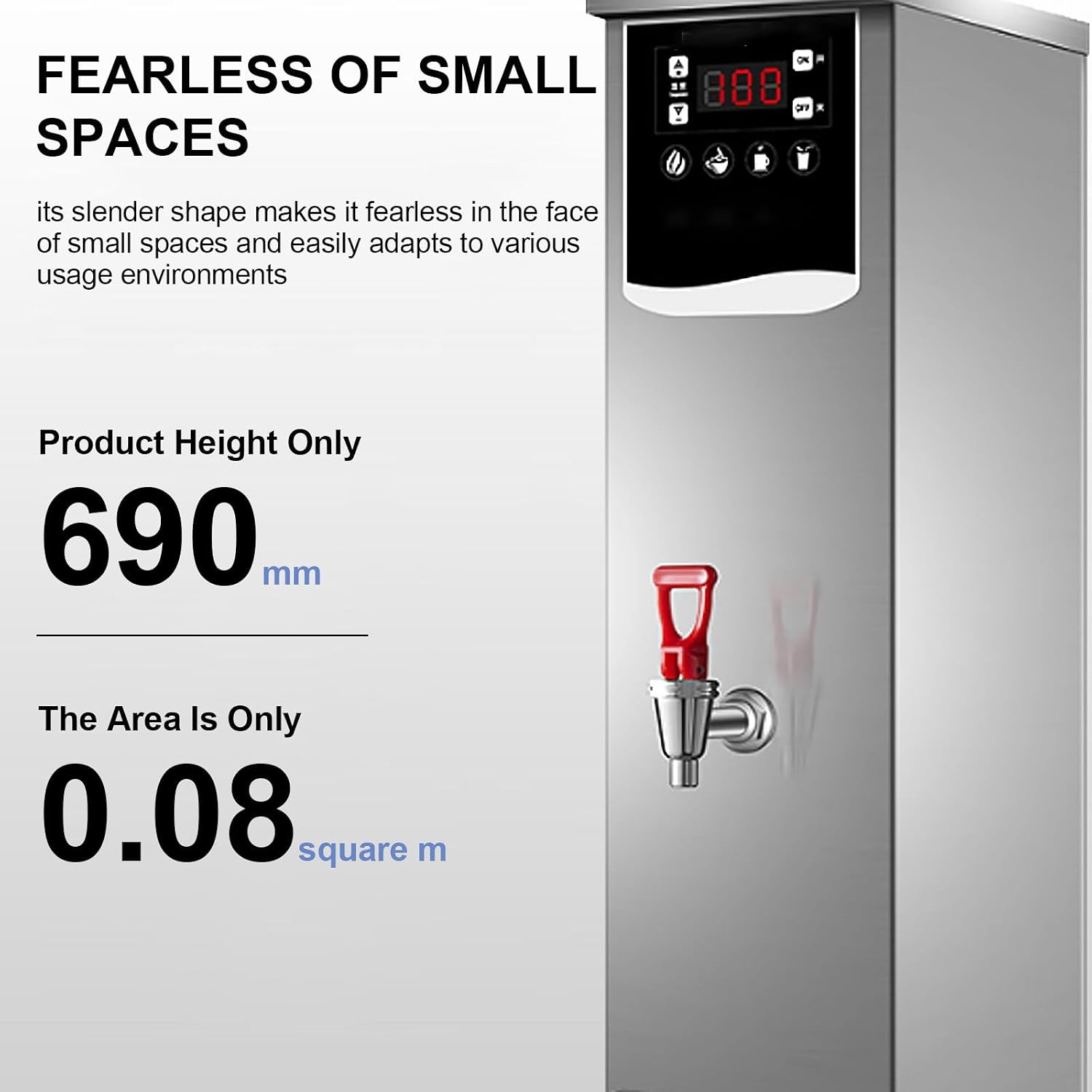 Energy-Saving Stainless Steel Water Boiler Temperature Control, Water Boiler Eletric Commercial Hot Water Dispenser Countertop, for Boba Tea Office Black