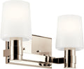 Kichler Adani 2-Light Bathroom Vanity Light Fixture, Modern Wall Mount Light with Opal Glass in Polished Nickel for Powder Room or Mirror Lighting (8.25' x 14.5'), 55175PN