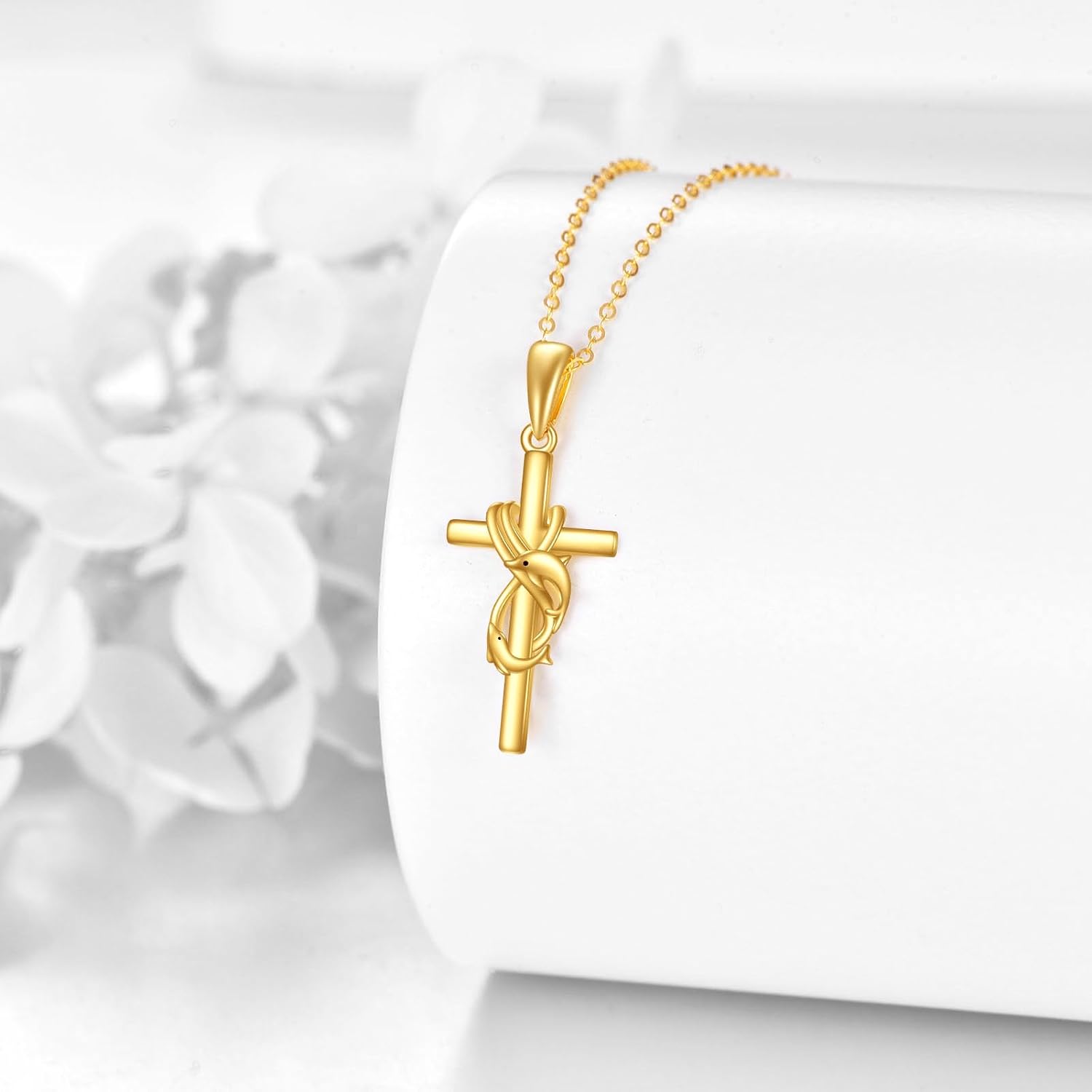 KECHO 14k Real Gold Cross Jewelry Gifts for Mother Grandma Sister Cross Pendant Necklace for Women