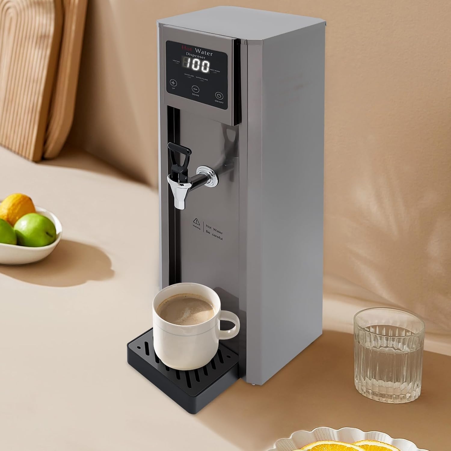 Commercial Hot Water Dispenser, Electric Water Boiler Warmer 30L/H, Hot Water Machine 10L/2.64Gal, Instant Heating LCD Display for Coffee & Milk Tea,1800W