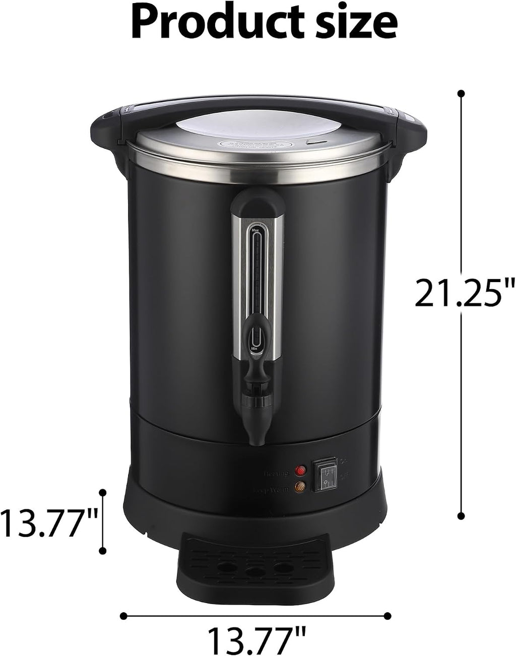 100-Cup Commercial Coffee & Hot Water Urn | 12l Large Capacity Stainless Steel Electric Beverage Dispenser with Double Wall Insulation | Professional Hot Beverage Maker for Catering, Weddings,