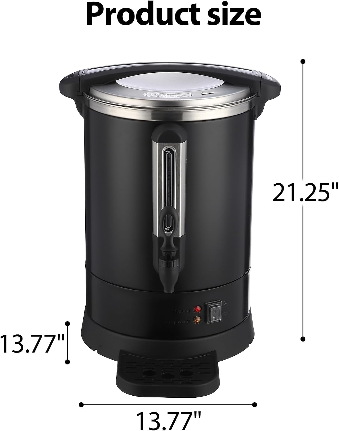 100-Cup Commercial Coffee & Hot Water Urn | 12l Large Capacity Stainless Steel Electric Beverage Dispenser with Double Wall Insulation | Professional Hot Beverage Maker for Catering, Weddings,
