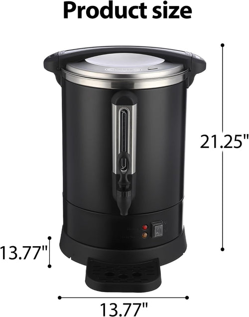 100-Cup Commercial Coffee & Hot Water Urn | 12l Large Capacity Stainless Steel Electric Beverage Dispenser with Double Wall Insulation | Professional Hot Beverage Maker for Catering, Weddings,