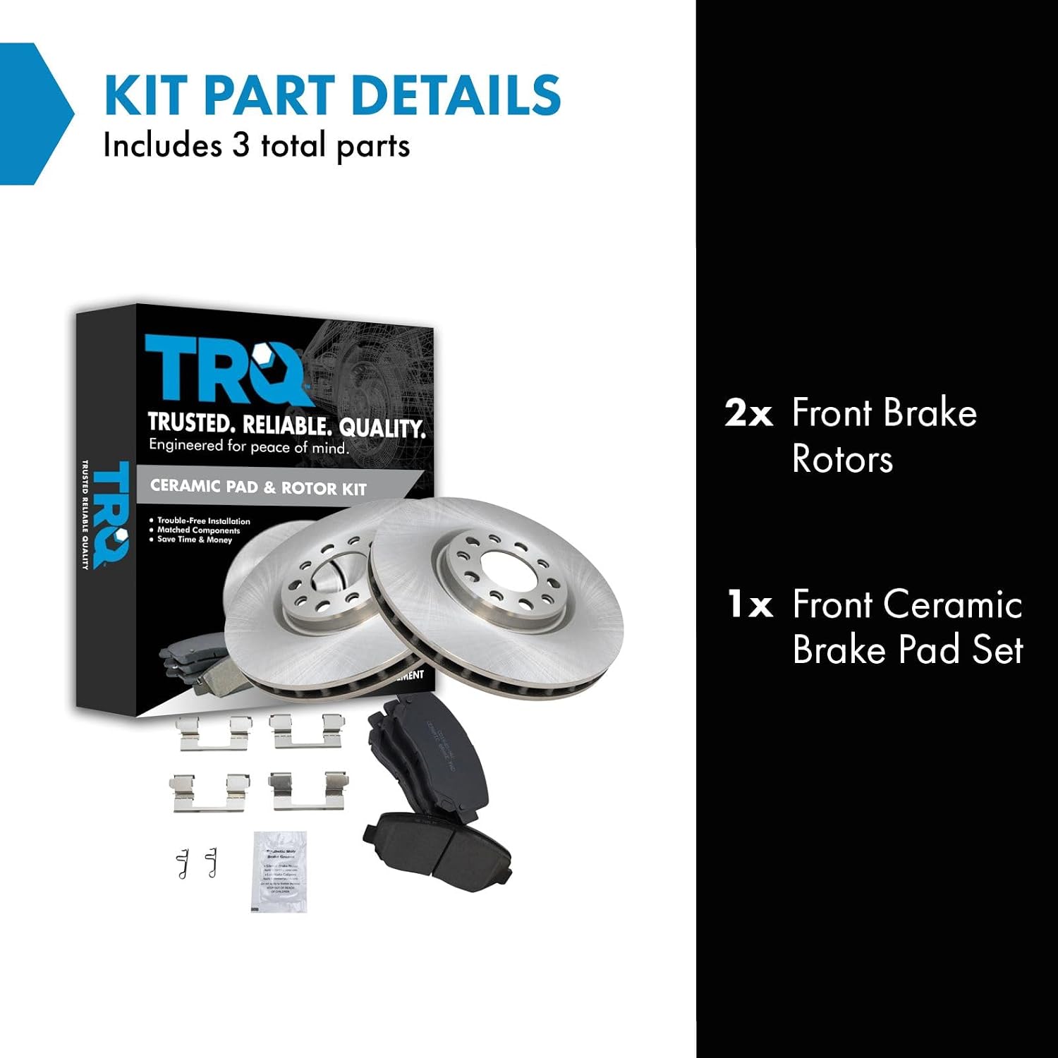 TRQ Front Brake Pad and Rotor Set Ceramic Vented Rotors Compatible with 2015-2017 Chrysler 200 2013-2016 Dodge Dart