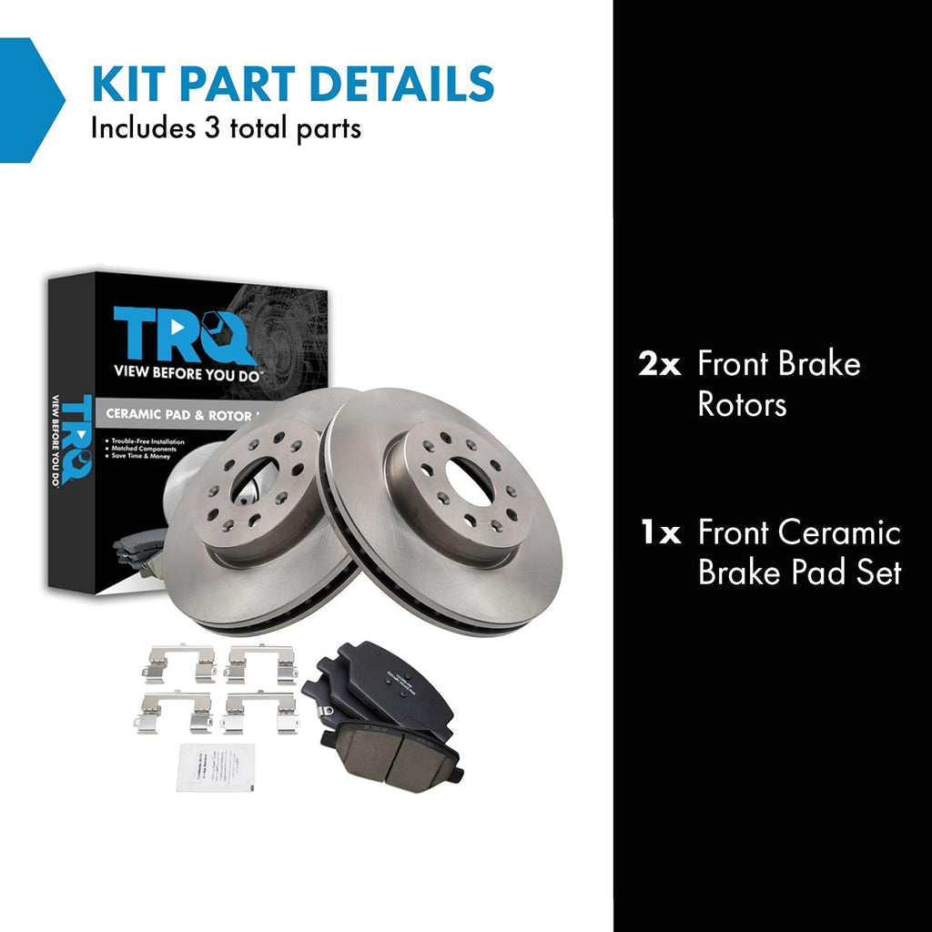 TRQ Front Brake Pad and Rotor Set Ceramic Vented Rotors Compatible with 2016-2020 Chevrolet Camaro