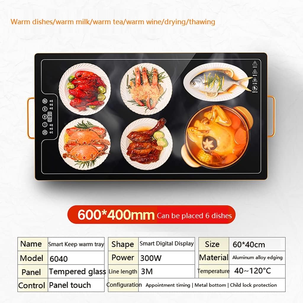 Plate Warmer Electric Warming Tray Glass Top Keep Food Warm Multifunctional Hotplates with Touch AdjusTemperature Control Warming Serving Tray Food for Buffets Home Dinners
