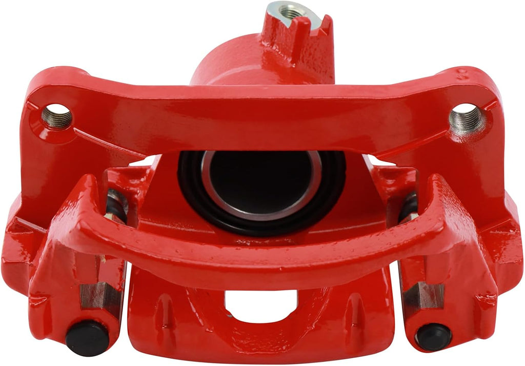 TRQ Performance Rear Brake Pad and Rotor Set Ceramic Coated Drilled Slotted Vented Rotors Calipers Red Compatible with 2010-2020 Lexus GX460 2010-2018 Toyota 4Runner