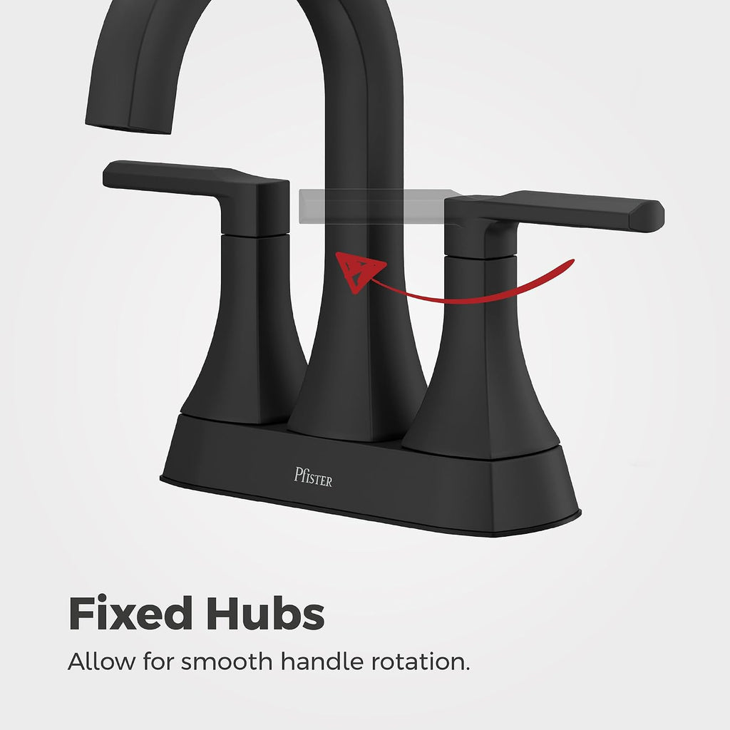 Pfister Vaneri 4 in Centerset Bathroom Sink Faucet 2-Handle 3-Hole Matte Black Vanity Faucet with Push & Seal Drain NSF Certified WaterSense Compliant LF048VRIBB