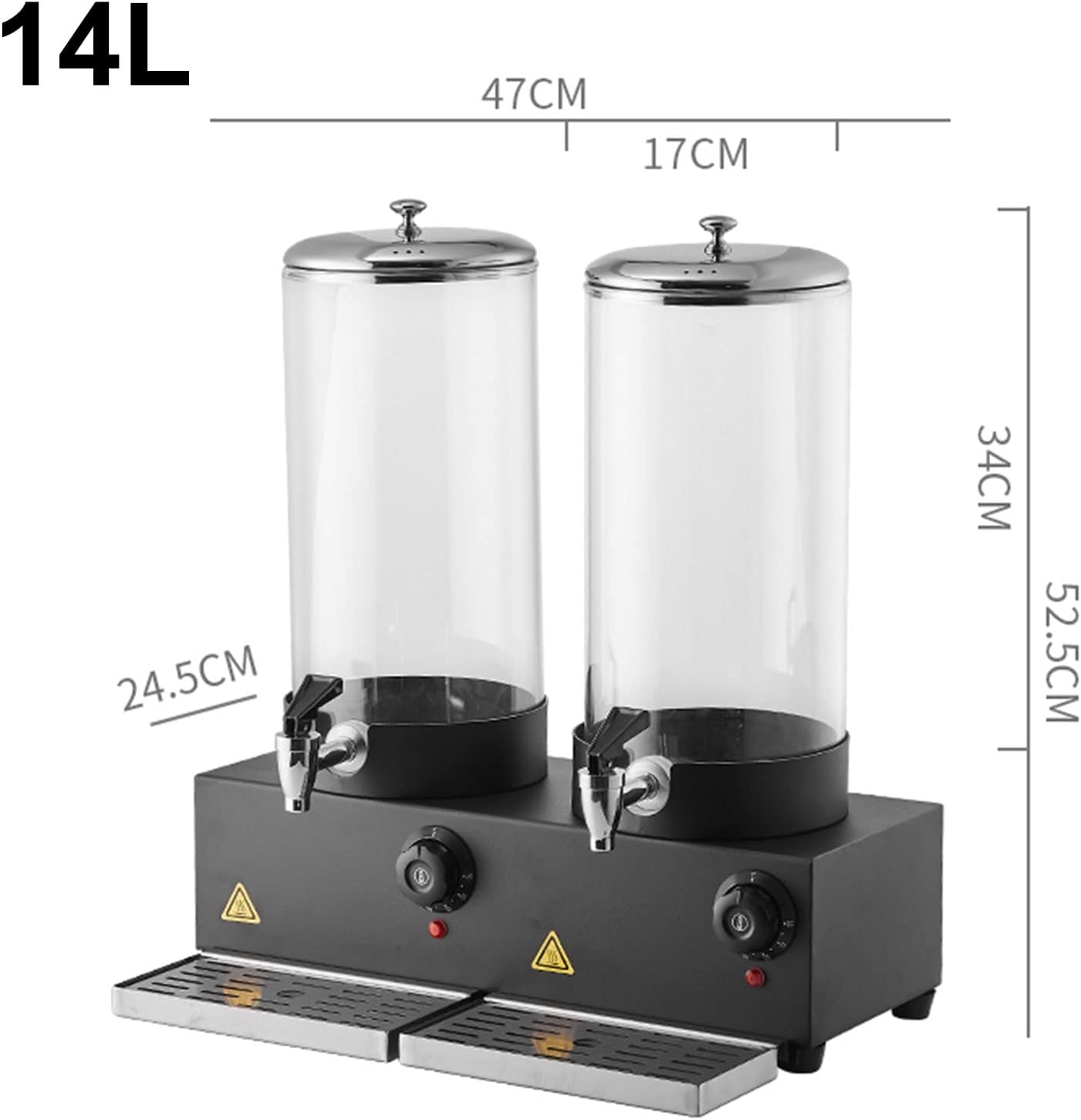 Electric Insulated Drink Dispenser, Beverage Dispenser with Spigot for Hot Tea, Coffee, Cold Milk, Water, Juice, Cafeteria,Transparent style-14L