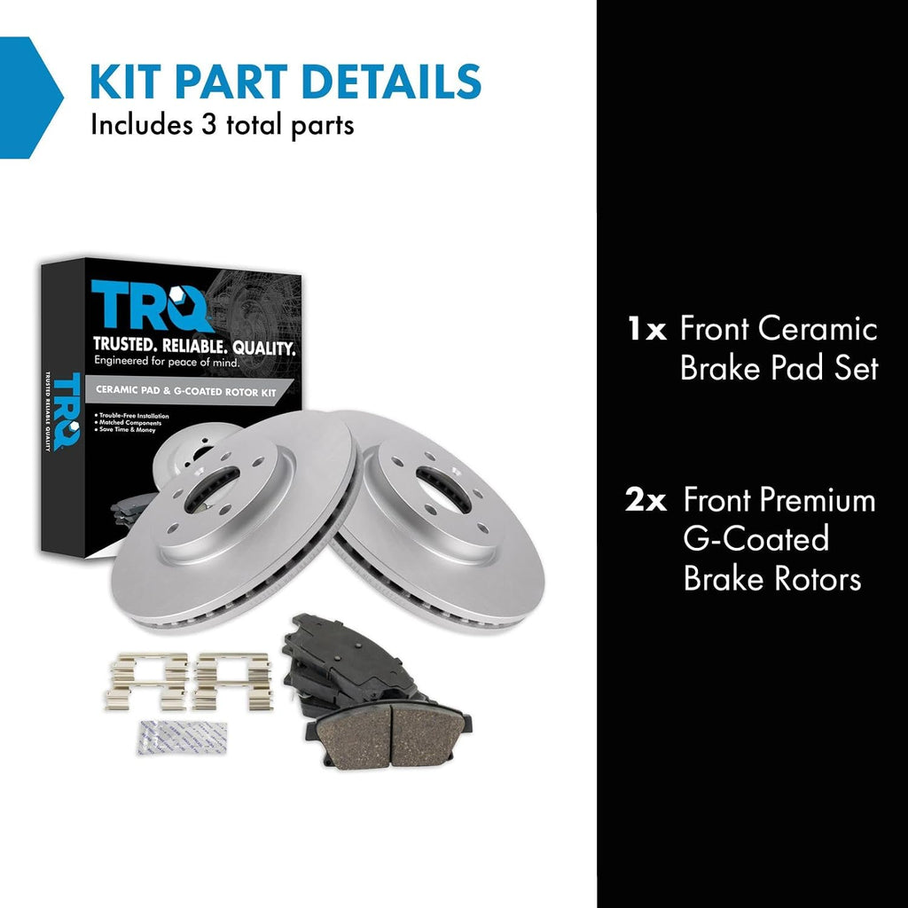 TRQ Front Brake Pad and Rotor Set Ceramic G Coated Vented Rotors Compatible with 2012-2017 Buick Verano 2014-2015 Chevrolet Cruze 2011-2015 Volt