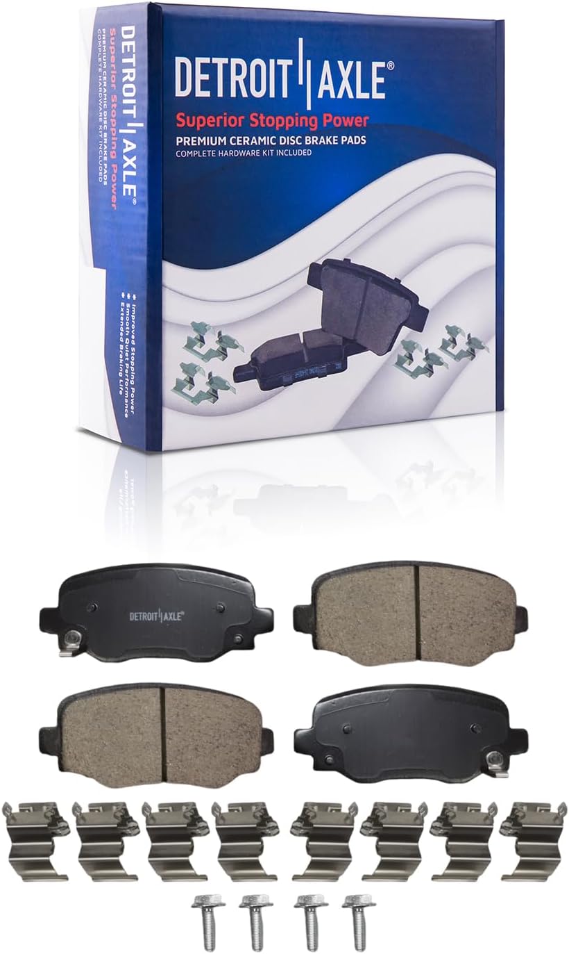 Detroit Axle - 10pc Brake Kit for Fiat 2016-2020 500X 2015-2022 Renegade, Disc Brakes Rotors Ceramic Brake Pads with Hardware Replacement : 12.00' inch Front and 10.94' inch Rear Rotors
