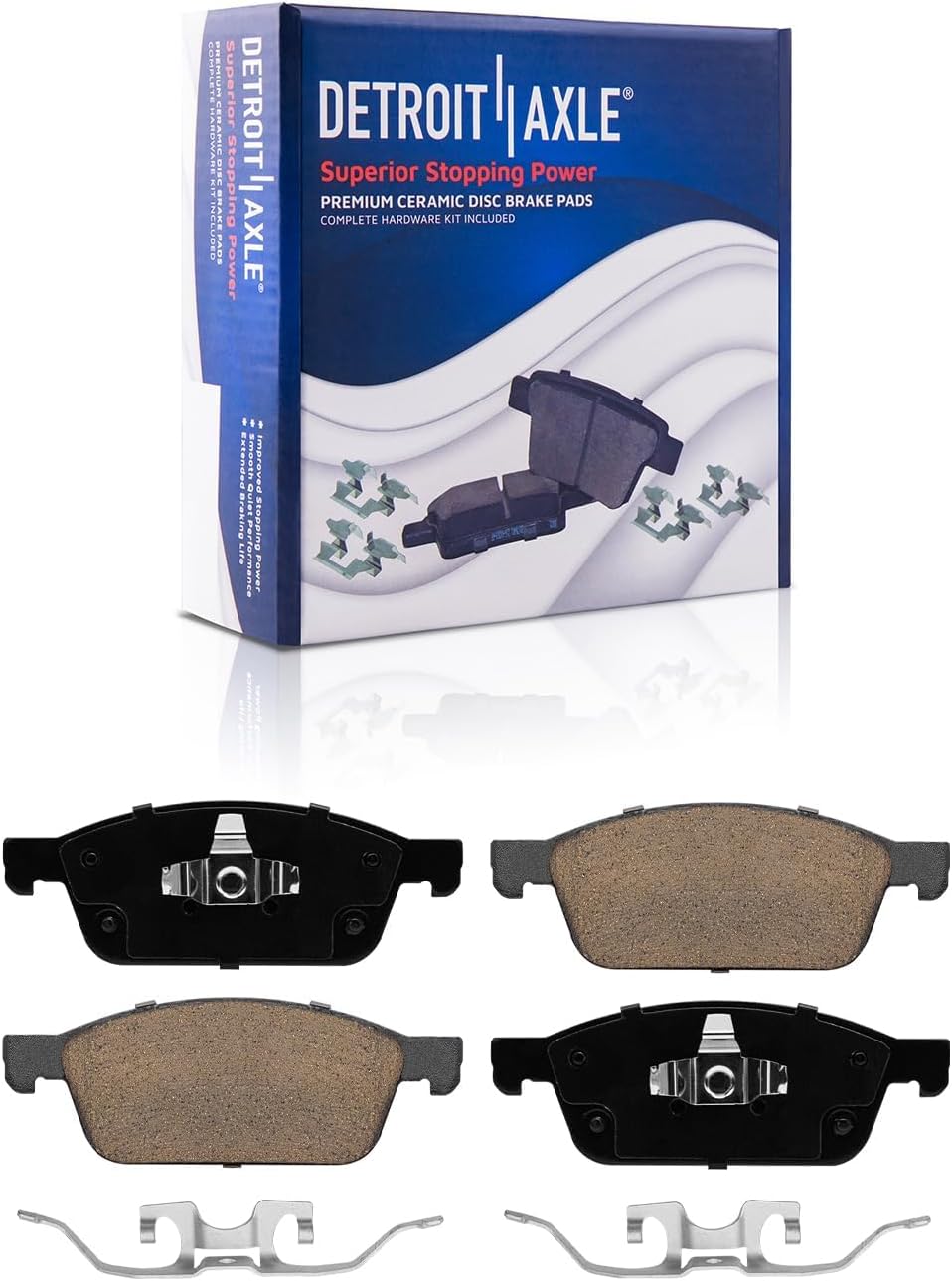 Detroit Axle - 8pc Brake Kit for 2018-2023 Ford Transit Connect, Drilled Slotted Disc Brake Rotors Ceramic Brakes Pads Replacement: 12.60' inch Front &11.02' inch Rear Rotors