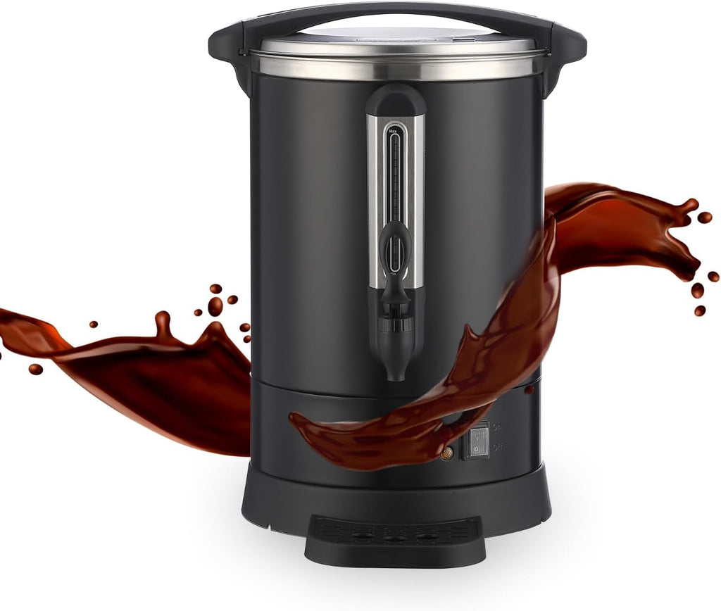 100-Cup Commercial Coffee & Hot Water Urn | 12l Large Capacity Stainless Steel Electric Beverage Dispenser with Double Wall Insulation | Professional Hot Beverage Maker for Catering, Weddings,