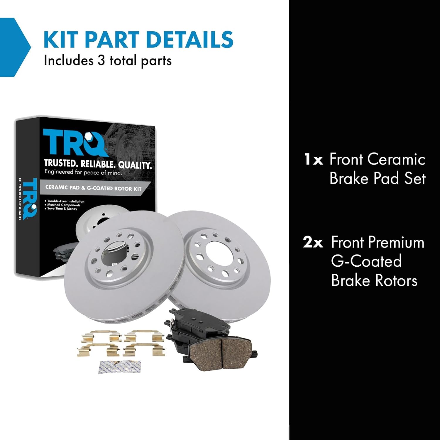 TRQ Front Brake Pad and Rotor Set Ceramic G Coated Vented Rotors Compatible with 2016-2021 Fiat 500X 2017-2022 Jeep Compass 2015-2021 Renegade