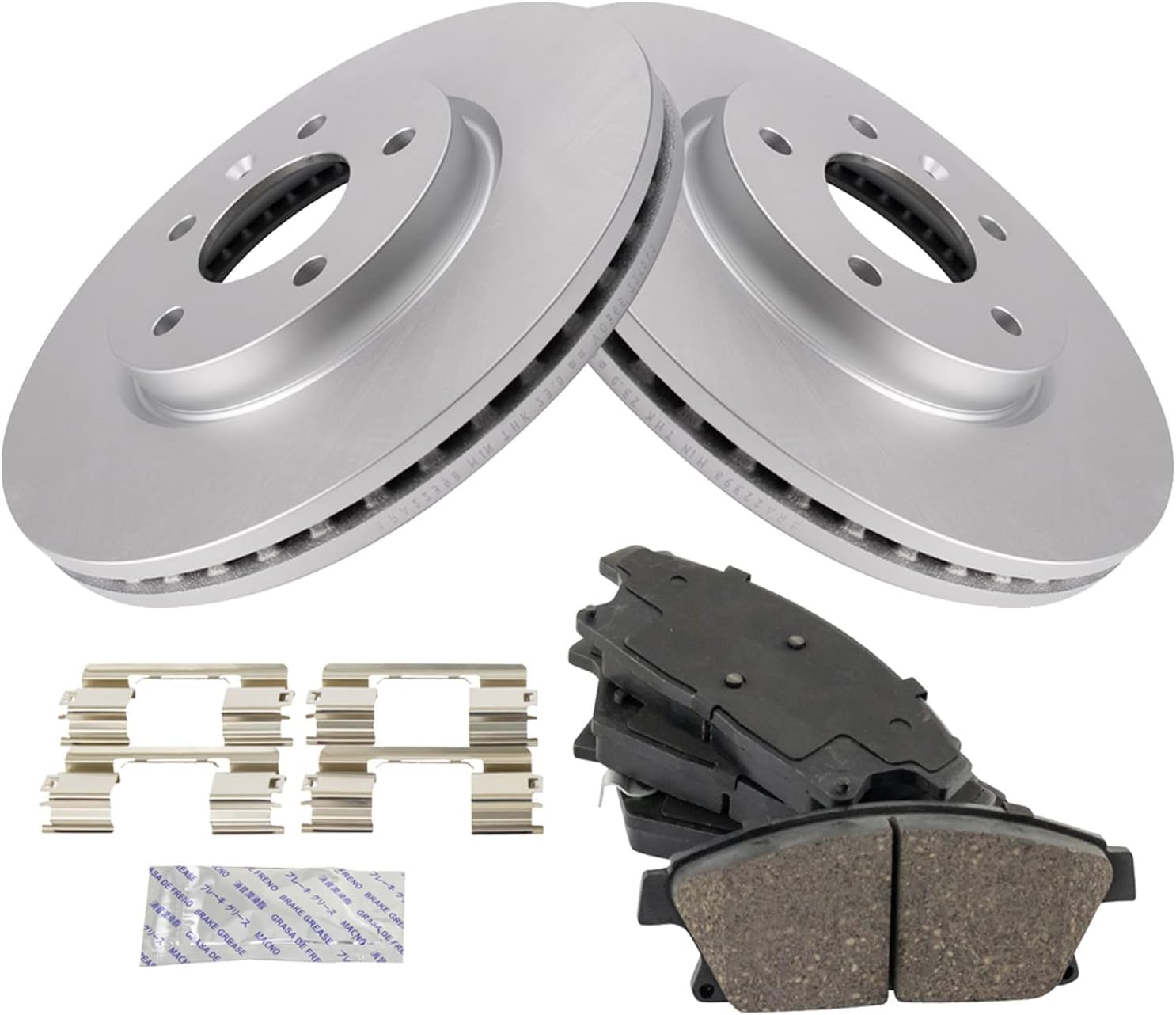 TRQ Front Brake Pad and Rotor Set Ceramic G Coated Vented Rotors Compatible with 2012-2017 Buick Verano 2014-2015 Chevrolet Cruze 2011-2015 Volt