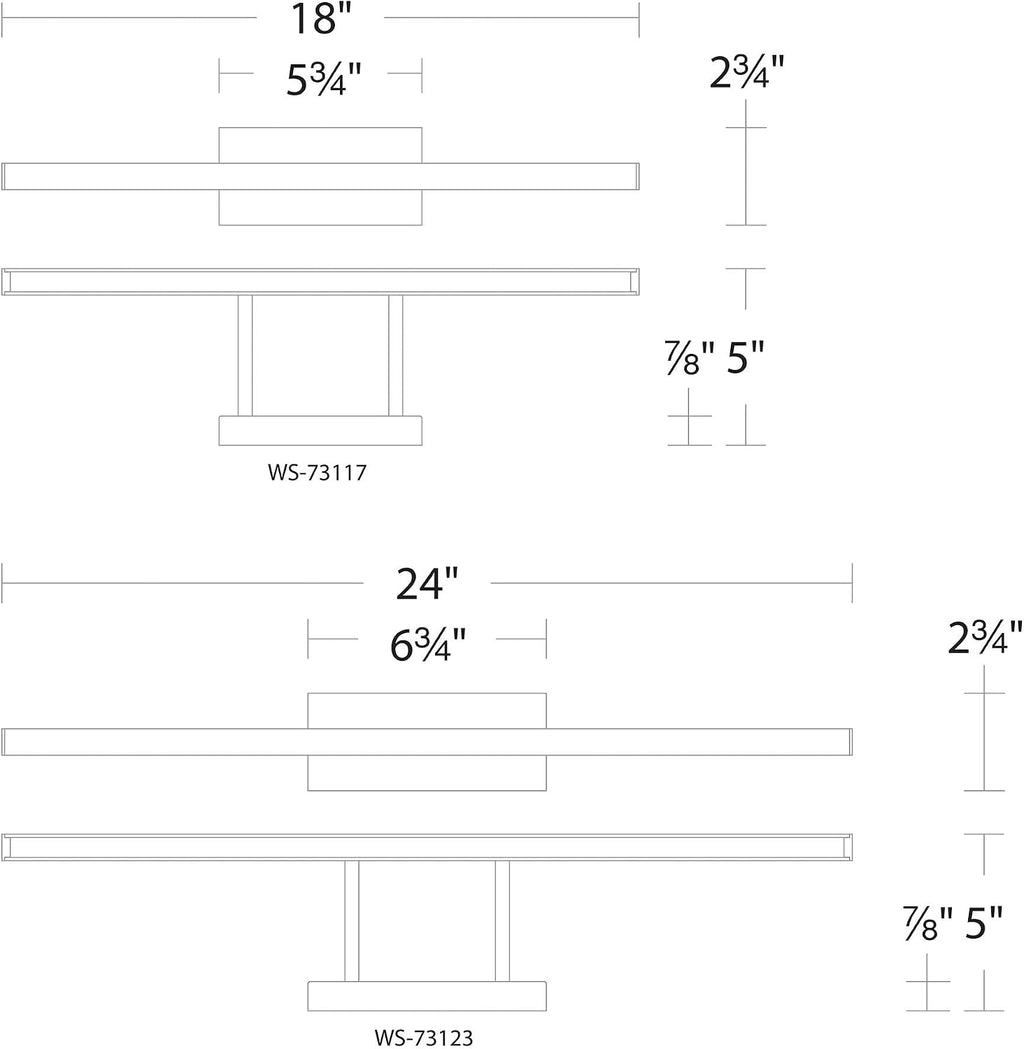Parallax 18in LED Up or Down Bathroom Vanity or Wall Light 3-CCT 2700K-3000K-3500K Set to 2700K in Brushed Nickel