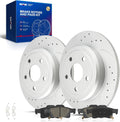 KAX Rear Brake Kit, Drilled and Slotted Brake Rotors, Ceramic Brake Pads | Fits Jeep Grand Cherokee 2011-2020, Dodge Durango 2011-2020, Automotive Replacement Brake Kit